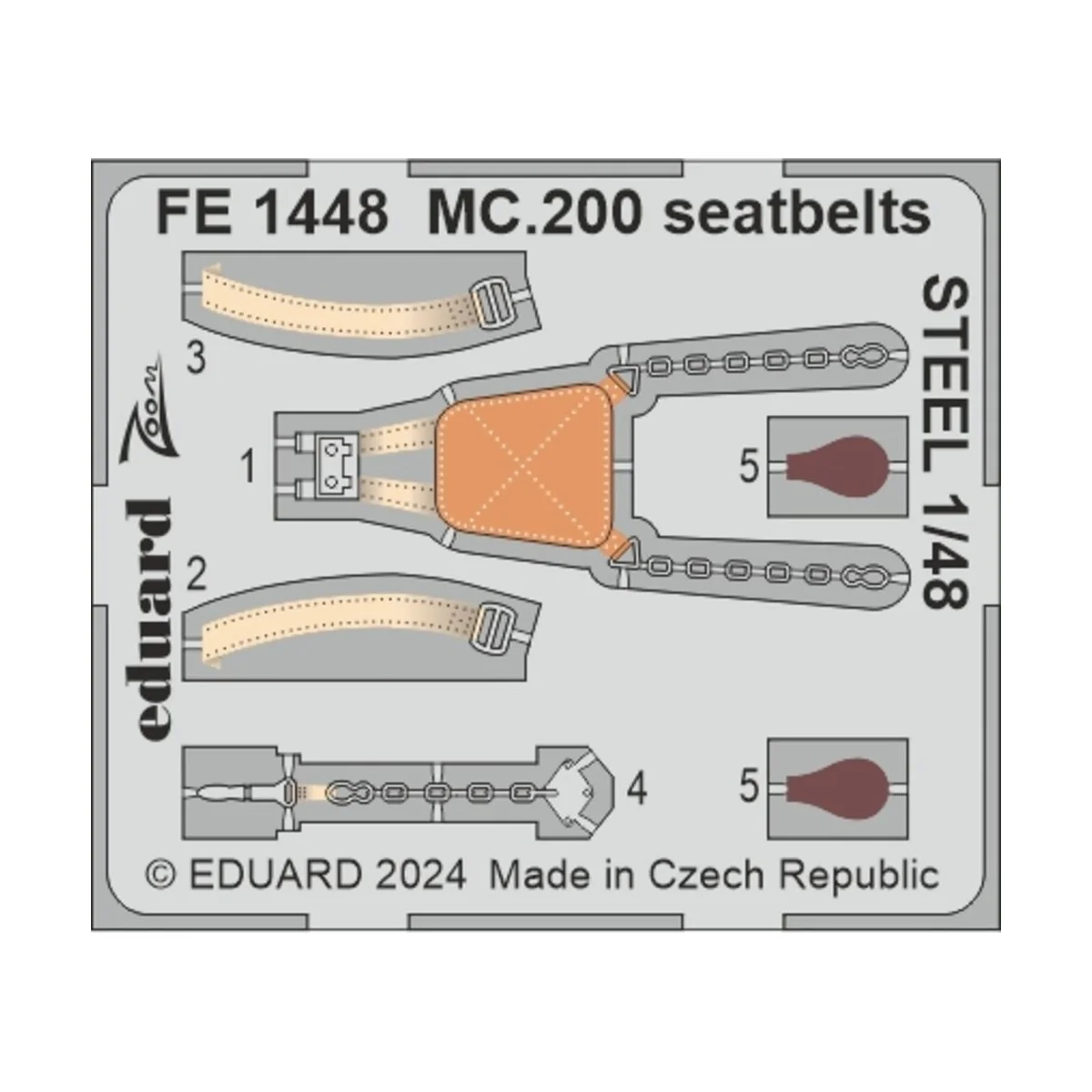 MC.200 seatbelts STEEL ITALERI, 1/48 - Eduard Accessories FE1448