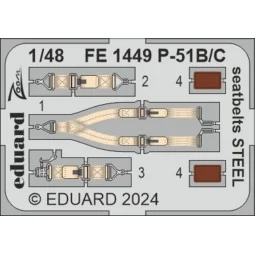 P-51B/C seatbelts STEEL EDUARD - Eduard Accessories FE1449