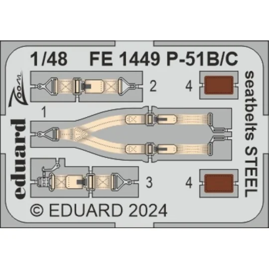 P-51B/C seatbelts STEEL EDUARD - Eduard Accessories FE1449