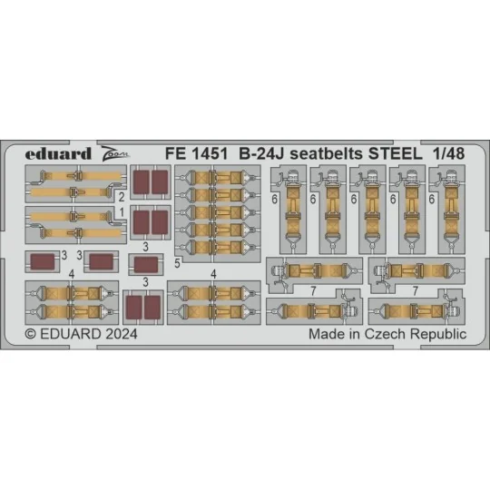 B-24J seatbelts STEEL HOBBY BOSS, 1/48 - Eduard Accessories FE1451 B-24J seatbelts STEEL HOBBY BOSS, 1/48 - Eduard Accessories FE1451