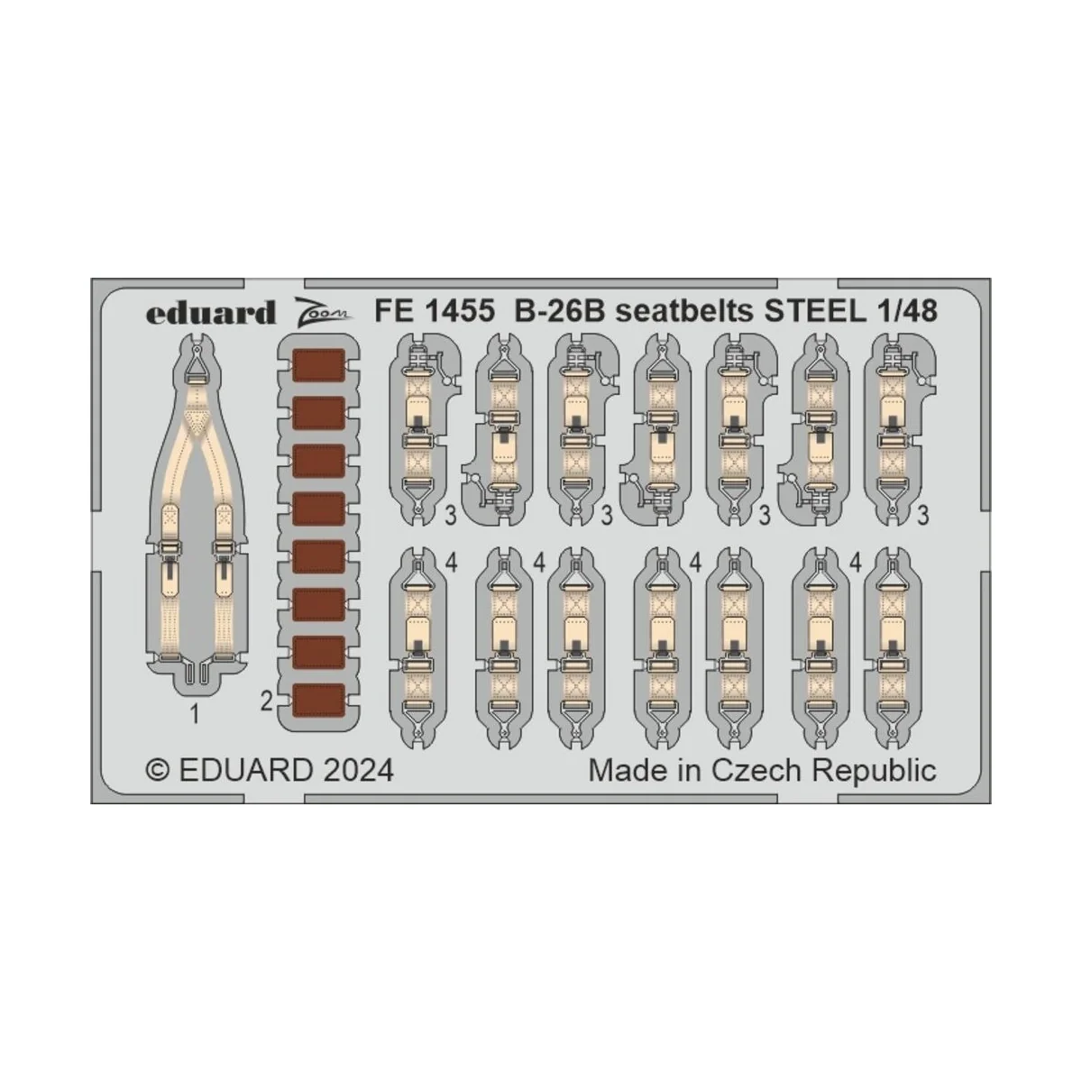 B-26B Marauder seatbelts STEEL ICM, 1/48 - Eduard Accessories FE1455