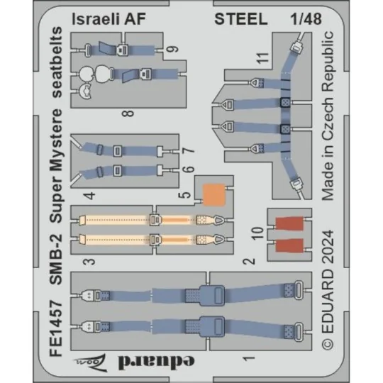 SMB-2 Super Mystere seatbelts Israeli AF STEEL, 1/48 - Eduard Acces...