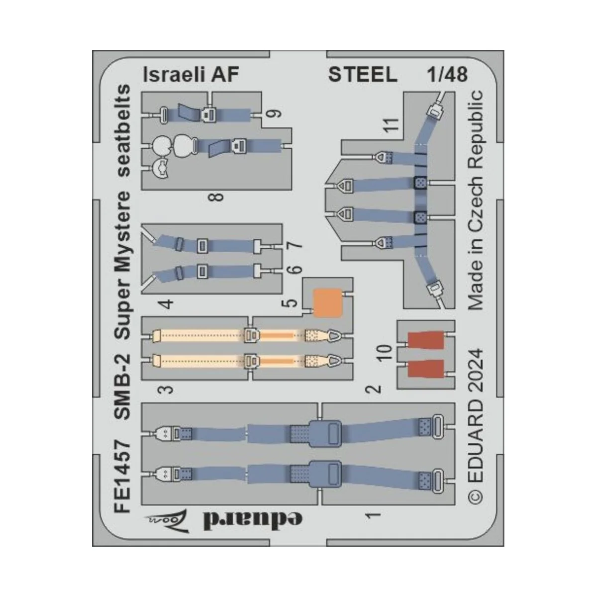 SMB-2 Super Mystere seatbelts Israeli AF STEEL, 1/48 - Eduard Acces...