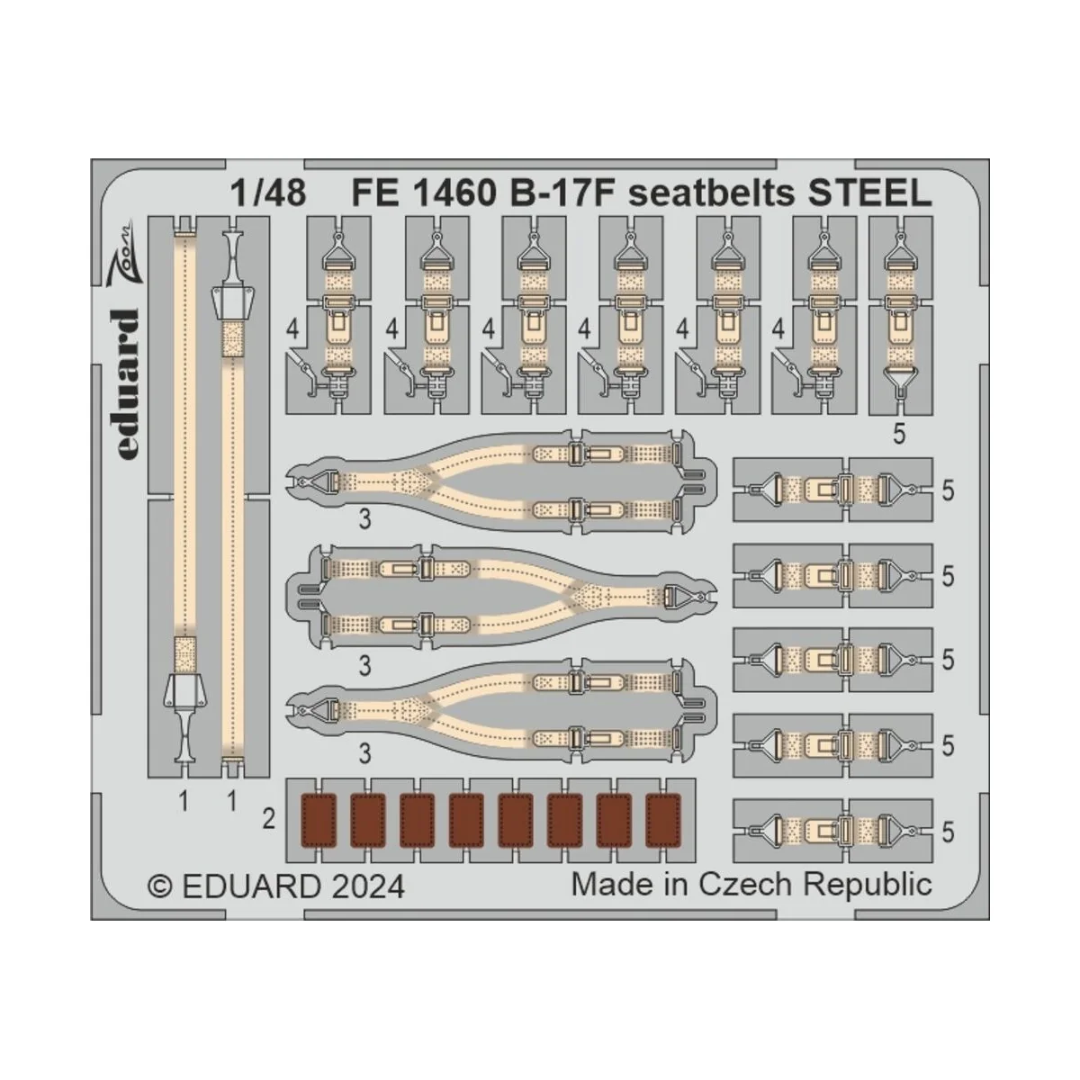 B-17F seatbelts STEEL, 1/48 - Eduard Accessories FE1460