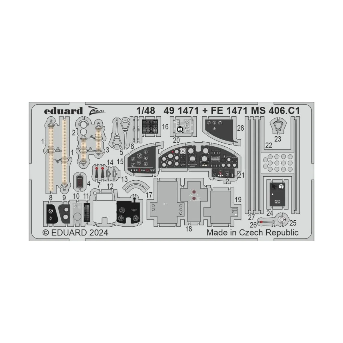 MS 406.C1, 1/48 - Eduard Accessories FE1471 MS 406.C1, 1/48 - Eduard Accessories FE1471