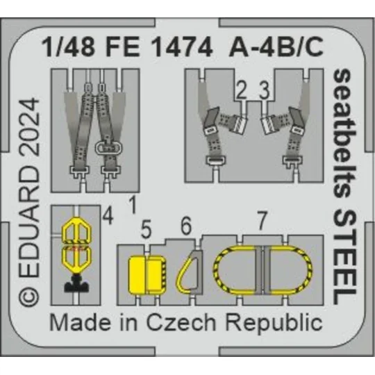 A-4B/C seatbelts STEEL, 1/48 - Eduard Accessories FE1474