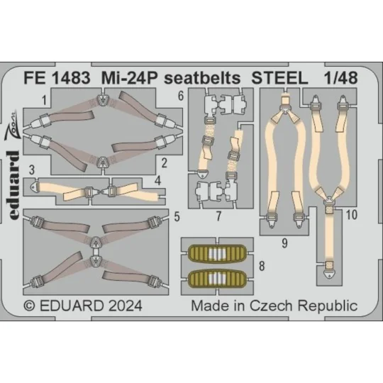 Mi-24P seatbelts STEEL, 1/48 - Eduard Accessories FE1483 Mi-24P seatbelts STEEL, 1/48 - Eduard Accessories FE1483