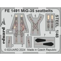 MiG-35 seatbelts STEEL HOBBY BOSS - Eduard Accessories FE1491