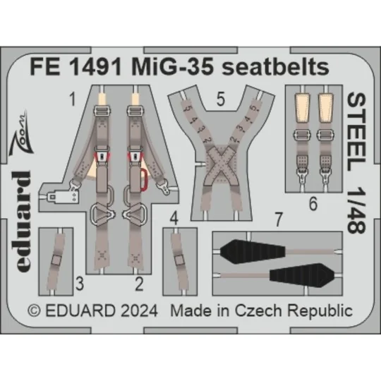 MiG-35 seatbelts STEEL HOBBY BOSS, 1/48 - Eduard Accessories FE1491 MiG-35 seatbelts STEEL HOBBY BOSS, 1/48 - Eduard Accessories FE1491