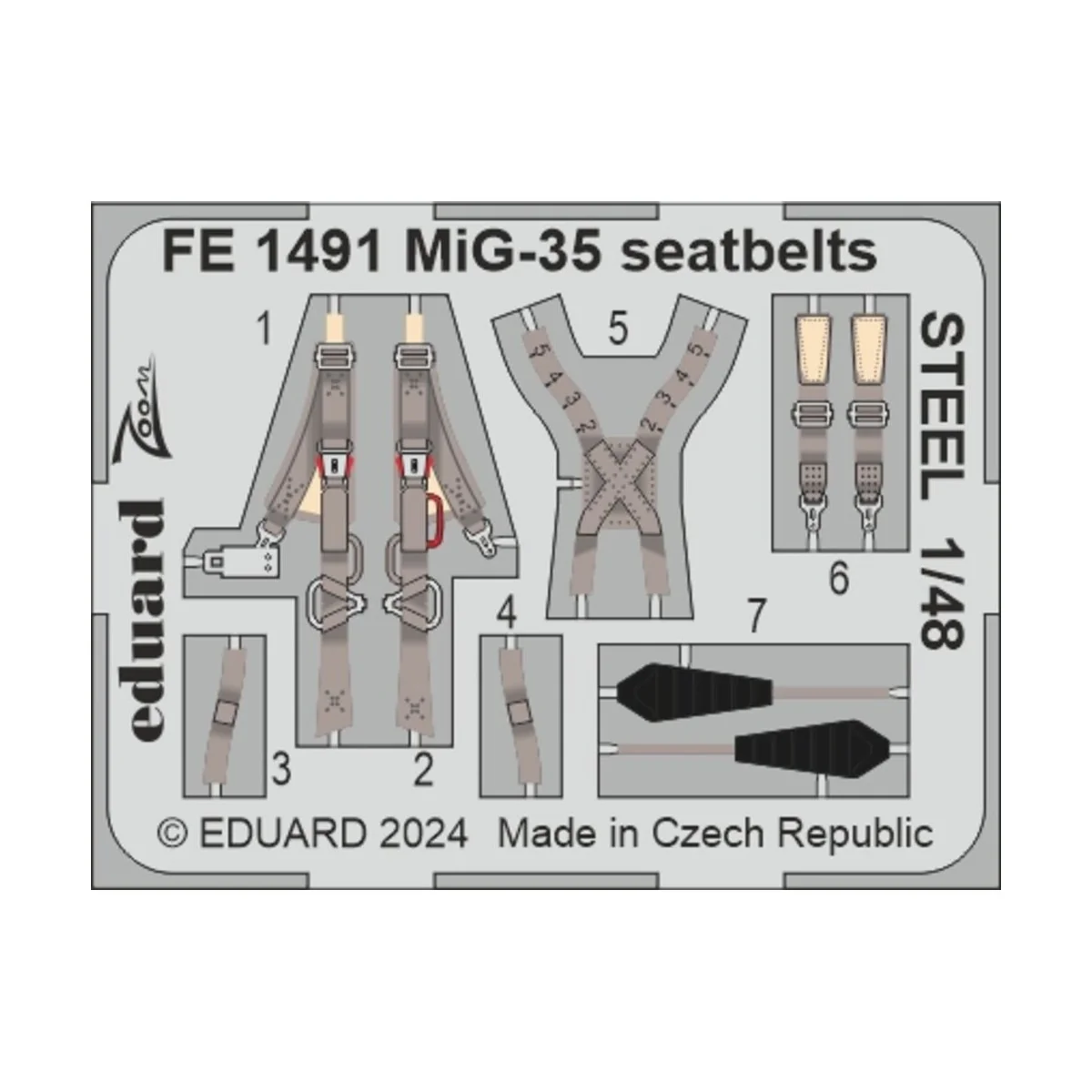 MiG-35 seatbelts STEEL HOBBY BOSS, 1/48 - Eduard Accessories FE1491 MiG-35 seatbelts STEEL HOBBY BOSS, 1/48 - Eduard Accessories FE1491