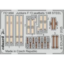 Junkers F.13 seatbelts STEEL MINIART, 1/48 - Eduard Accessories FE1494