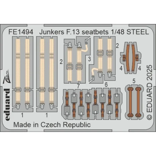 Junkers F.13 seatbelts STEEL MINIART, 1/48 - Eduard Accessories FE1494