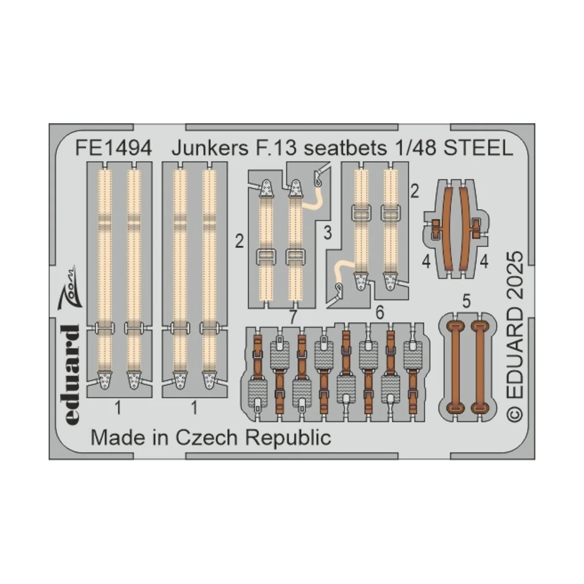 Junkers F.13 seatbelts STEEL MINIART, 1/48 - Eduard Accessories FE1494
