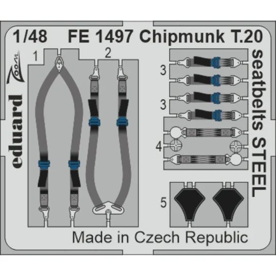 Chipmunk T.20 seatbelts STEEL  AIRFIX - Eduard Accessories FE1497