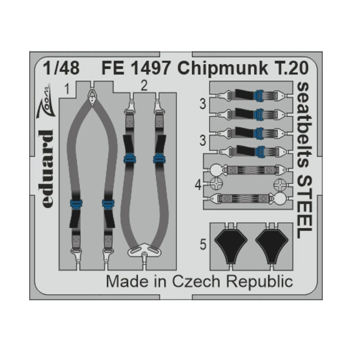 Chipmunk T.20 seatbelts STEEL  AIRFIX - Eduard Accessories FE1497