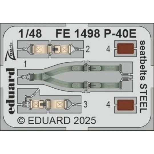P-40E seatbelts STEEL EDUARD, 1/48 - Eduard Accessories FE1498
