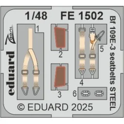 Bf 109E-3 seatbelts STEEL HOBBY BOSS - Eduard Accessories FE1502