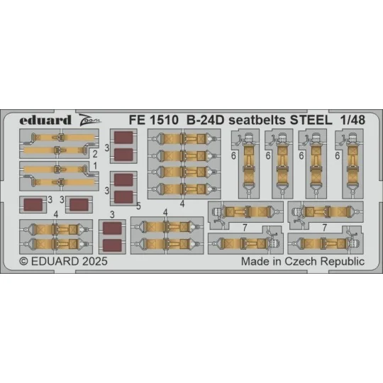 B-24D seatbelts STEEL HOBBY BOSS - Eduard Accessories FE1510