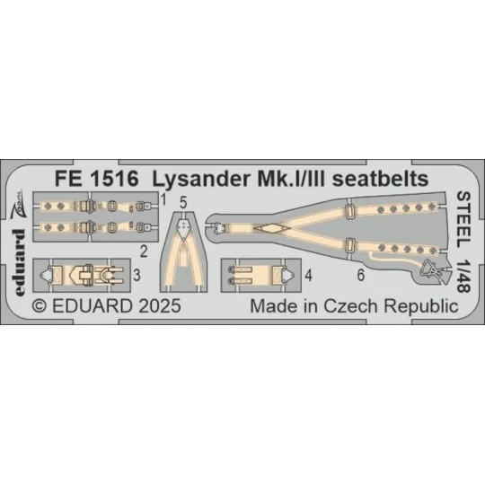 Lysander Mk.I/III seatbelts STEEL AIRFIX - Eduard Accessories FE1516
