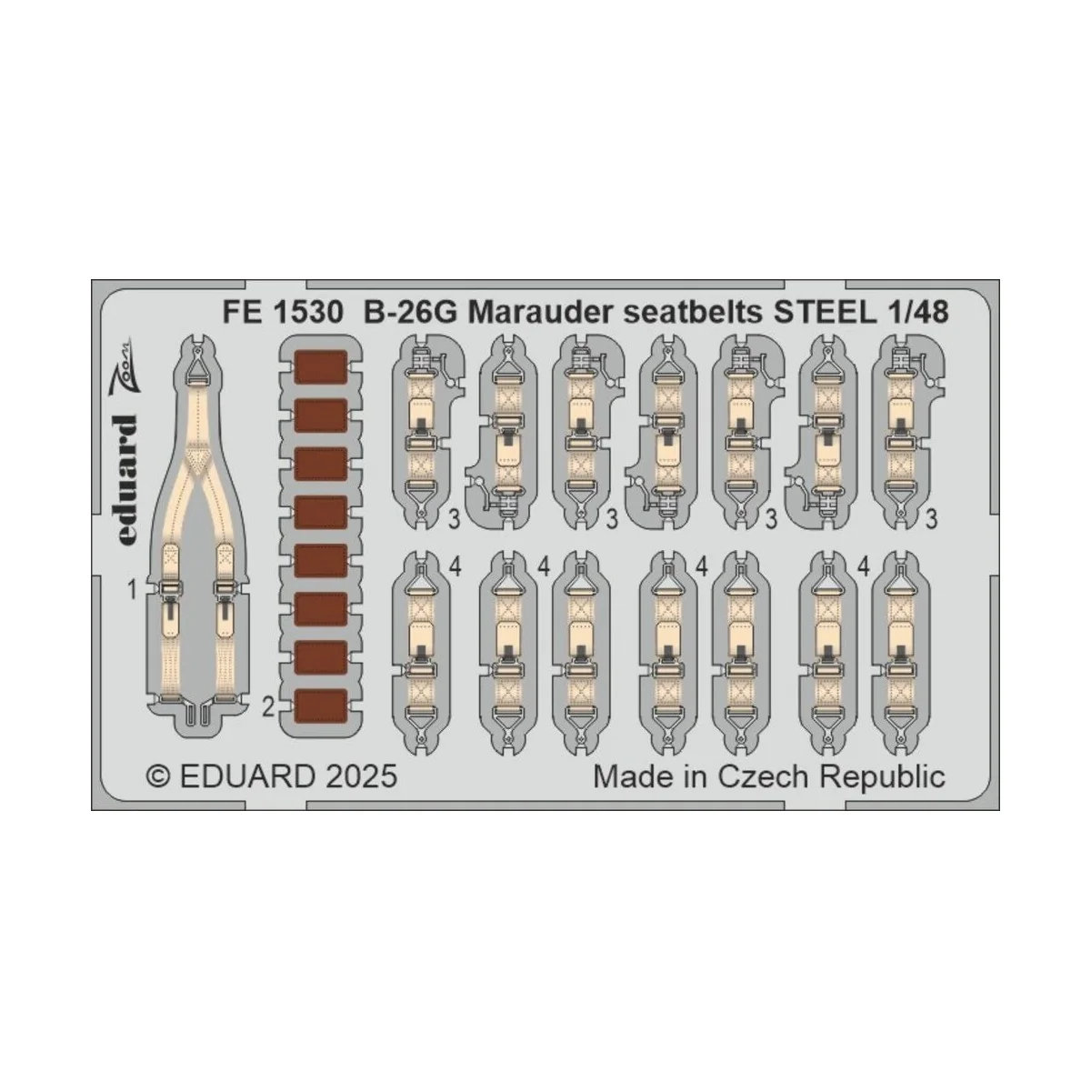 B-26G Marauder seatbelts STEEL ICM, 1/48 - Eduard Accessories FE1530