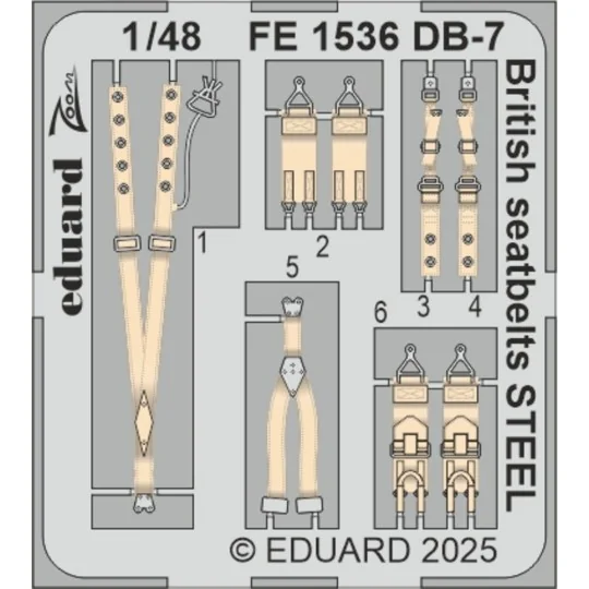 DB-7 Boston III British seatbelts STEEL HKM, 1/48 - Eduard Accessor...