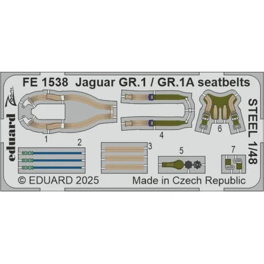Jaguar GR.1 / GR.1A seatbelts STEEL AIRFIX, 1/48 - Eduard Accessori...