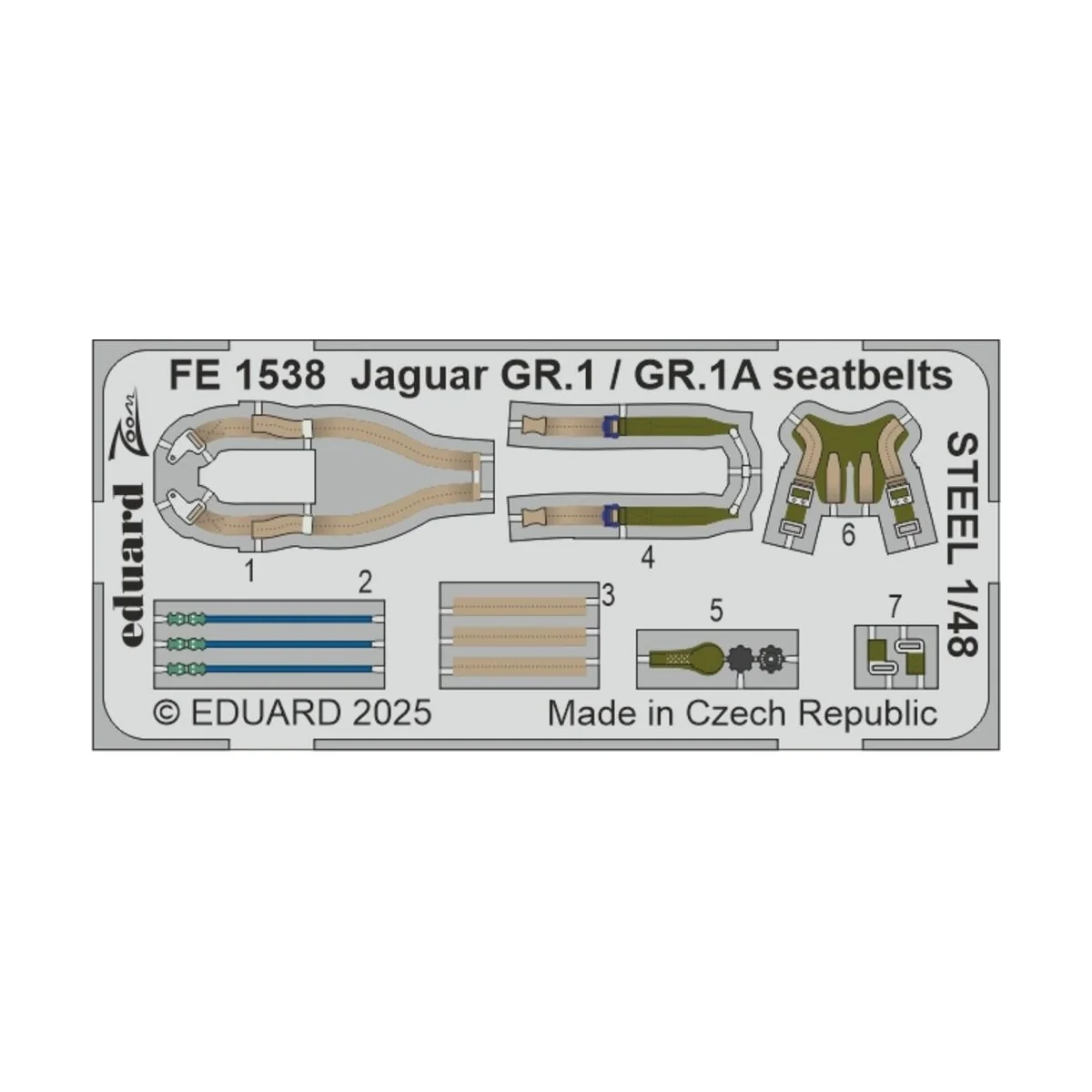 Jaguar GR.1 / GR.1A seatbelts STEEL AIRFIX, 1/48 - Eduard Accessori...