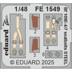 Bf 109E-4/7 seatbelts STEEL TAMIYA, 1/48 - Eduard Accessories FE1549