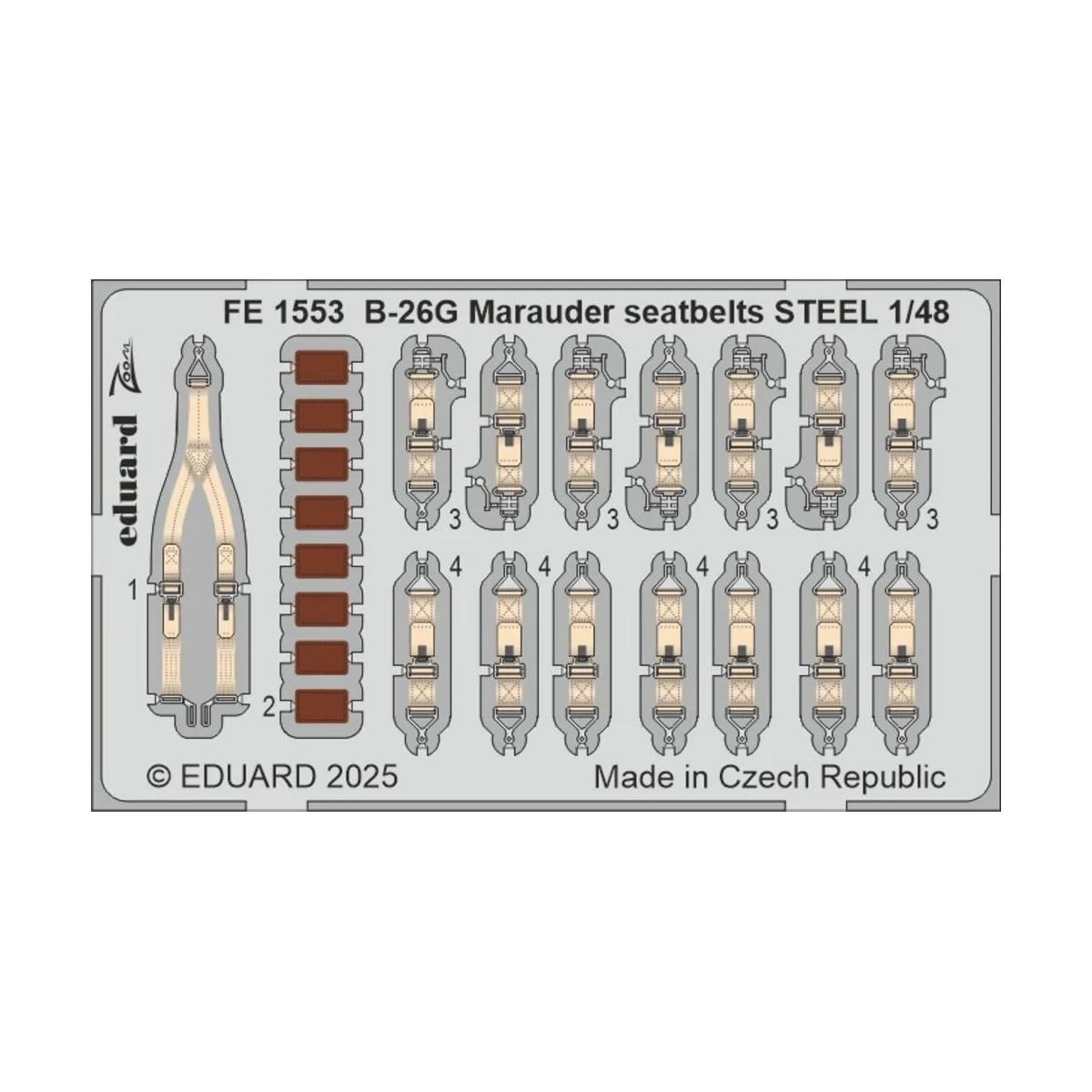 B-26F Marauder seatbelts STEEL ICM, 1/48 - Eduard Accessories FE1553