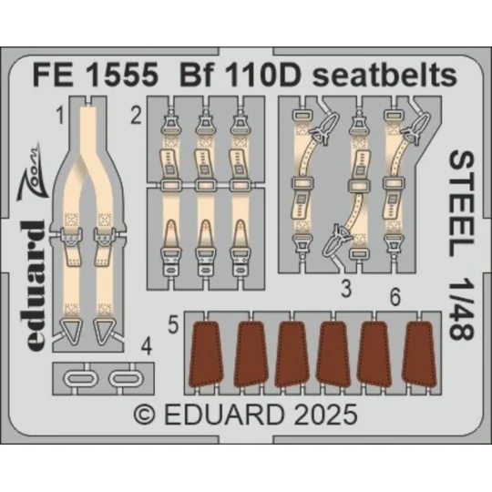 Bf 110D seatbelts STEEL EDUARD - Eduard Accessories FE1555