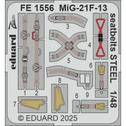 MiG-21F-13 seatbelts STEEL 1/48 for Eduard - Eduard Accessories FE1556