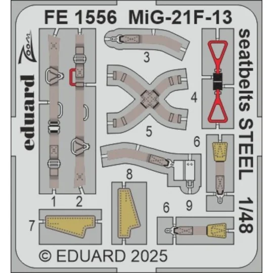 MiG-21F-13 seatbelts STEEL 1/48 for Eduard, 1/48 - Eduard Accessori...
