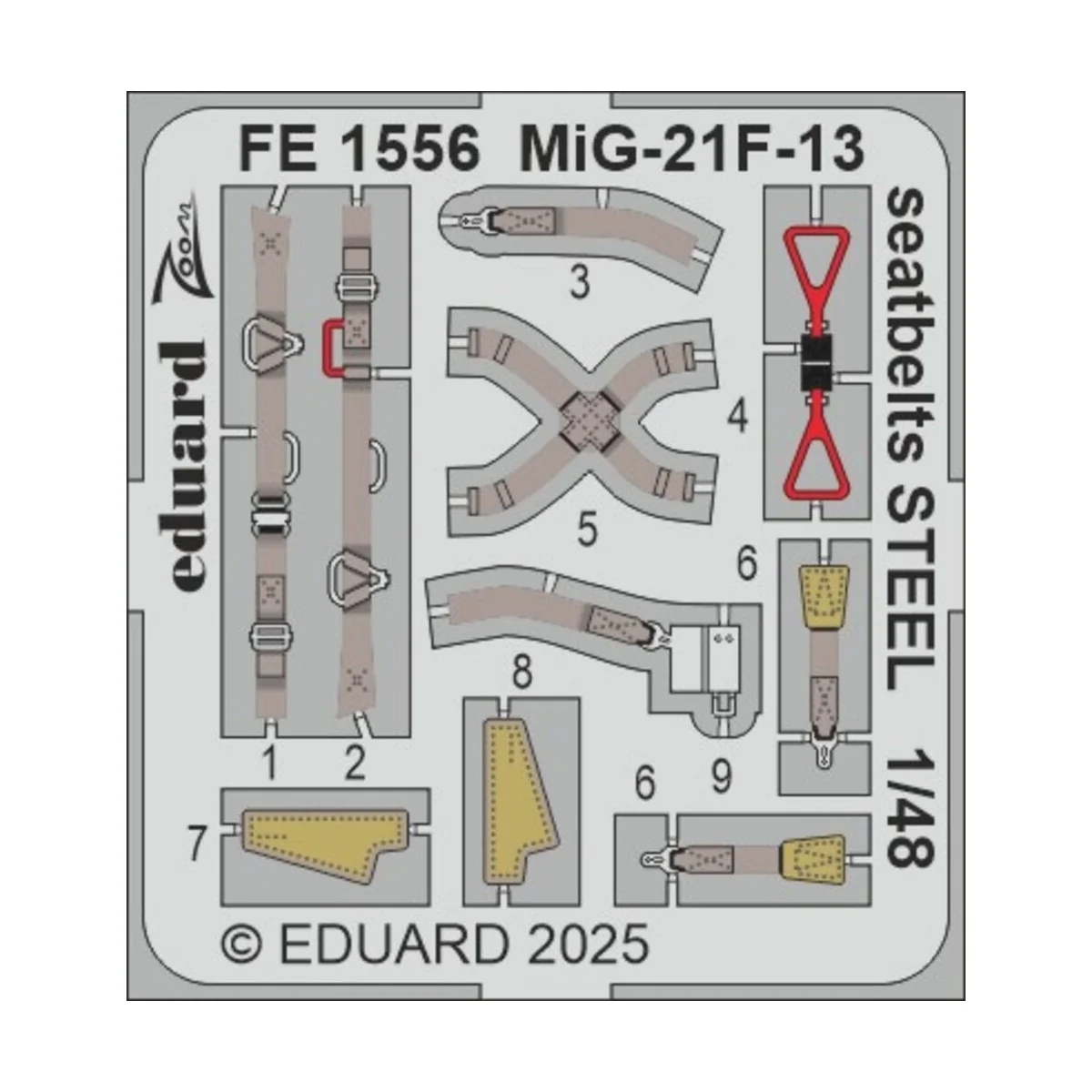 MiG-21F-13 seatbelts STEEL 1/48 for Eduard, 1/48 - Eduard Accessori...
