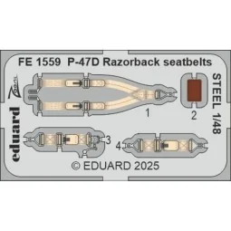 P-47D Razorback seatbelts STEEL for Miniart, 1/48 - Eduard Accessor...