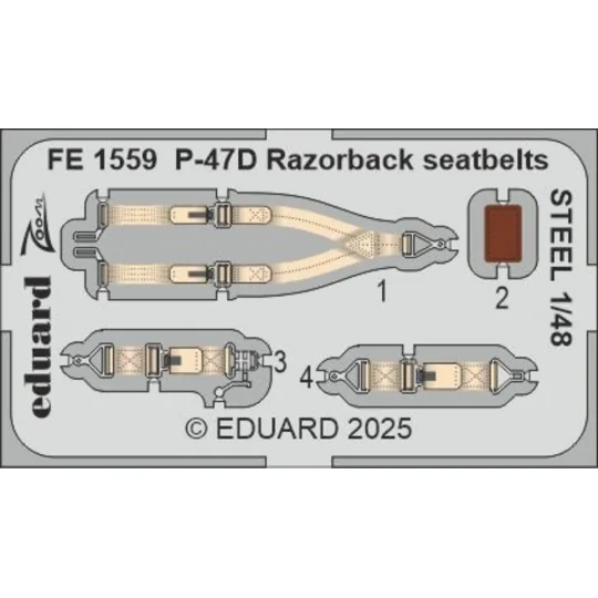 P-47D Razorback seatbelts STEEL for Miniart - Eduard Accessories FE...