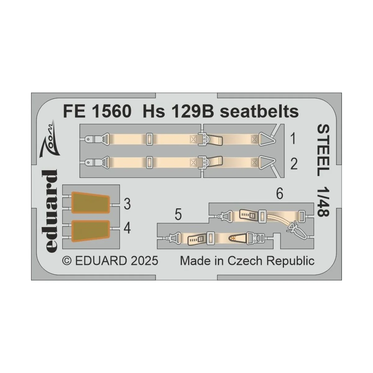 Hs 129B seatbelts STEEL for Takom, 1/48 - Eduard Accessories FE1560