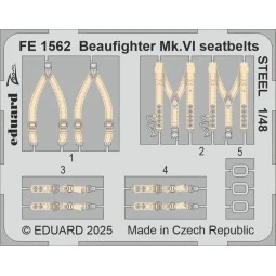 Beaufighter Mk.VI seatbelts STEEL for Revell, 1/48 - Eduard Accesso...