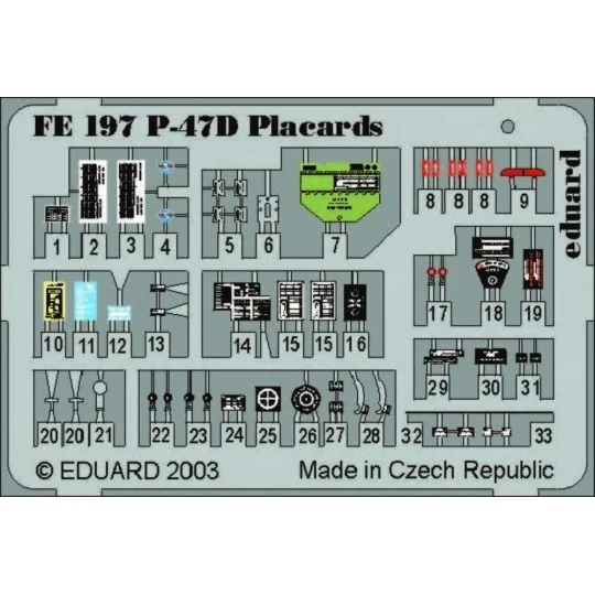 P-47D Thunderbolt Placards, 1/48 - Eduard Accessories FE197