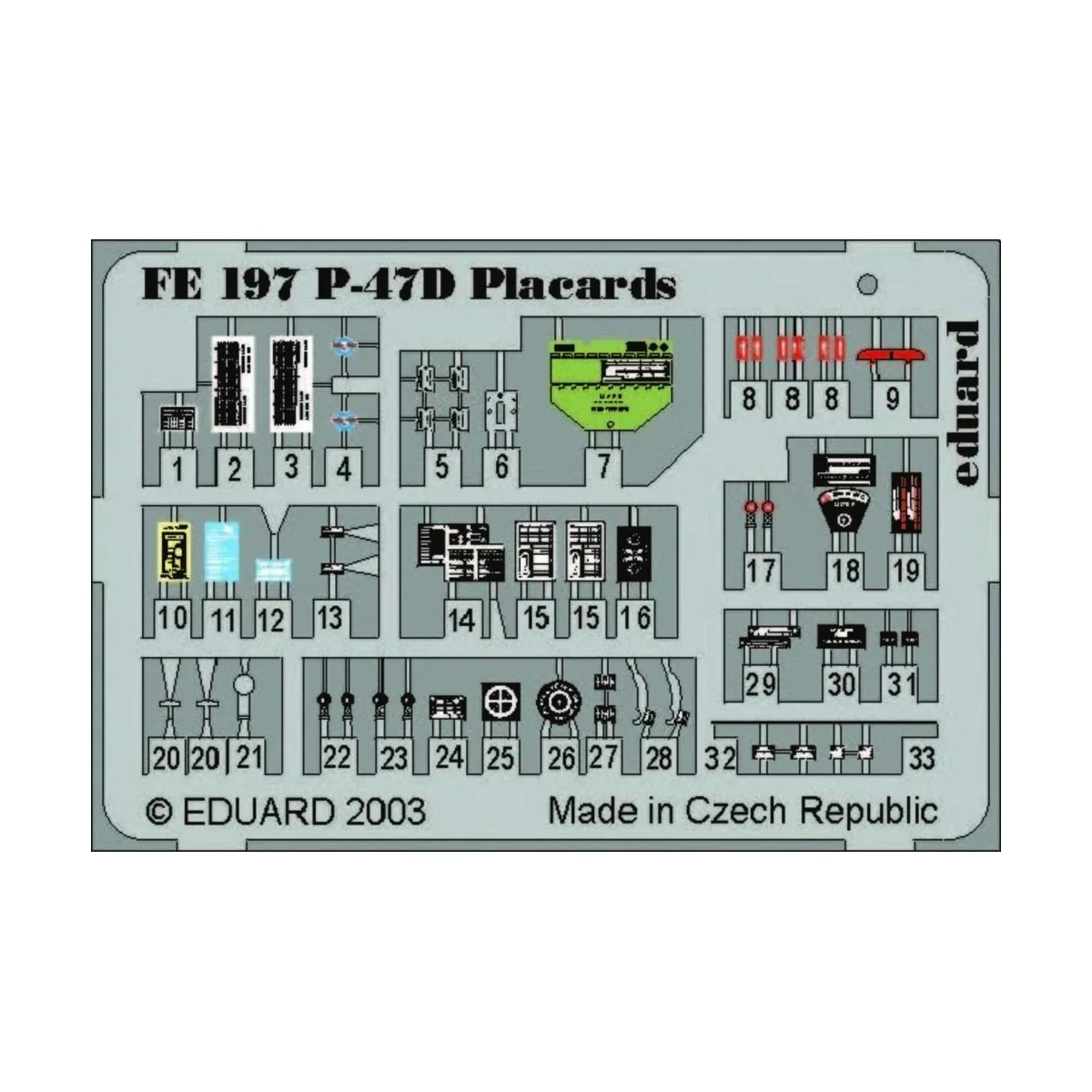 P-47D Thunderbolt Placards - Eduard Accessories FE197