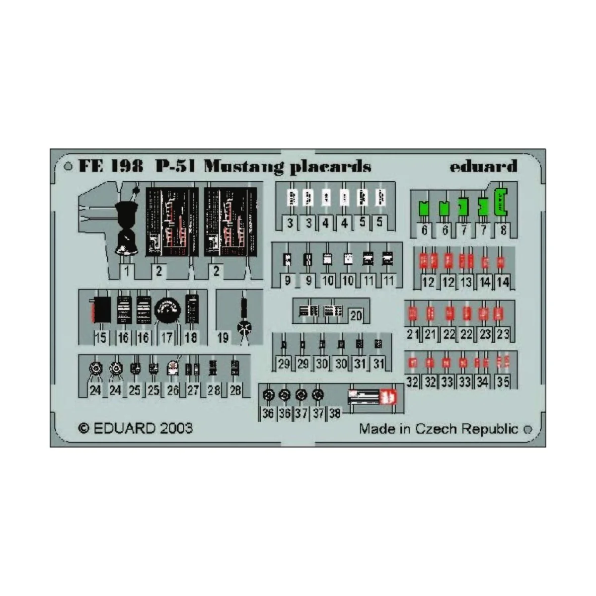 P-51 Mustang placards, 1/48 - Eduard Accessories FE198