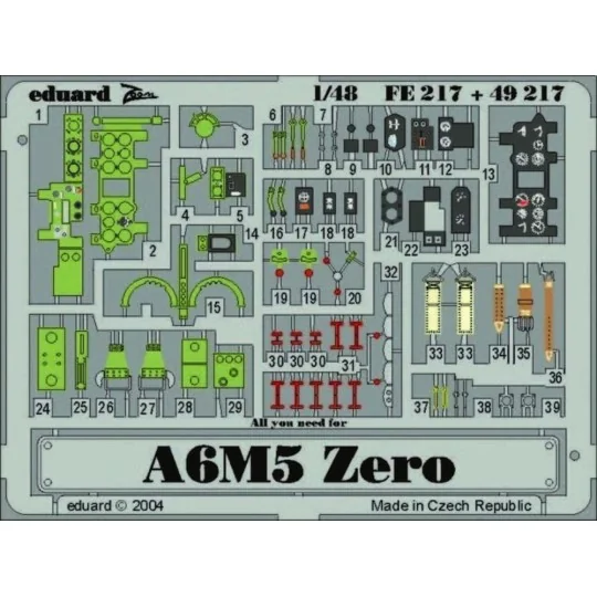 A6M5 Zero, 1/48 - Eduard Accessories FE217