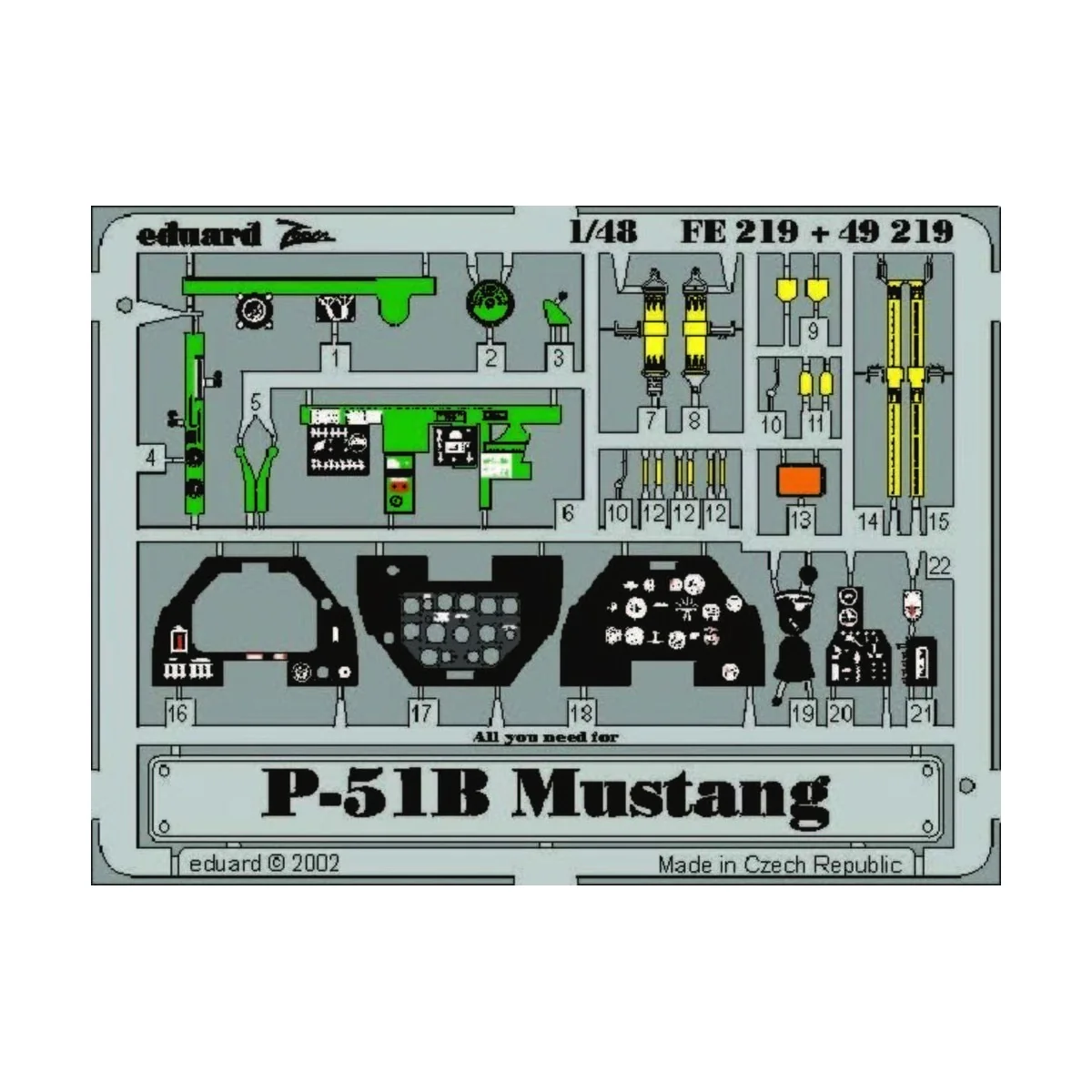 P-51B Mustang, 1/48 - Eduard Accessories FE219