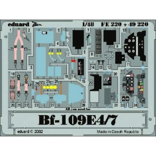 Bf-109E4/7, 1/48 - Eduard Accessories FE220 Bf-109E4/7, 1/48 - Eduard Accessories FE220