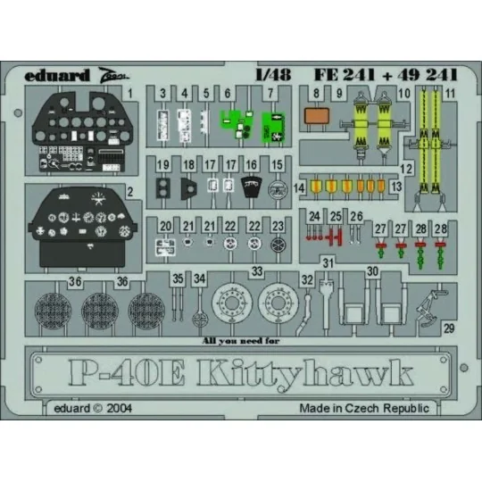 P-40E Kittyhawk, 1/48 - Eduard Accessories FE241