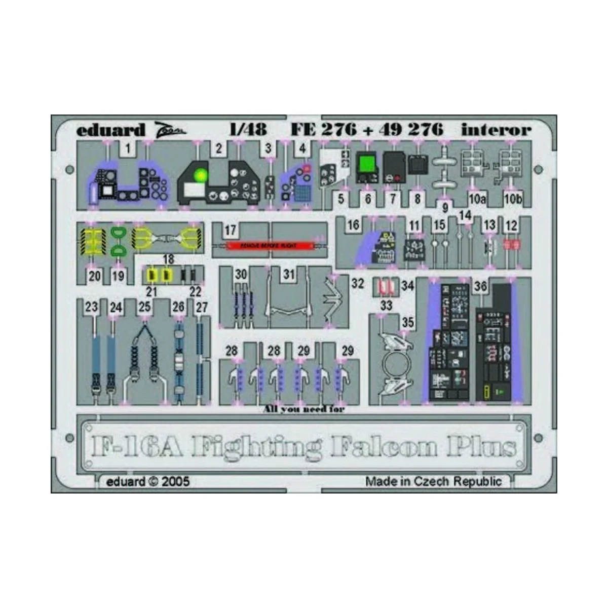 F-16A Plus Fighting Falcon interior, 1/48 - Eduard Accessories FE276 F-16A Plus Fighting Falcon interior, 1/48 - Eduard Accessories FE276