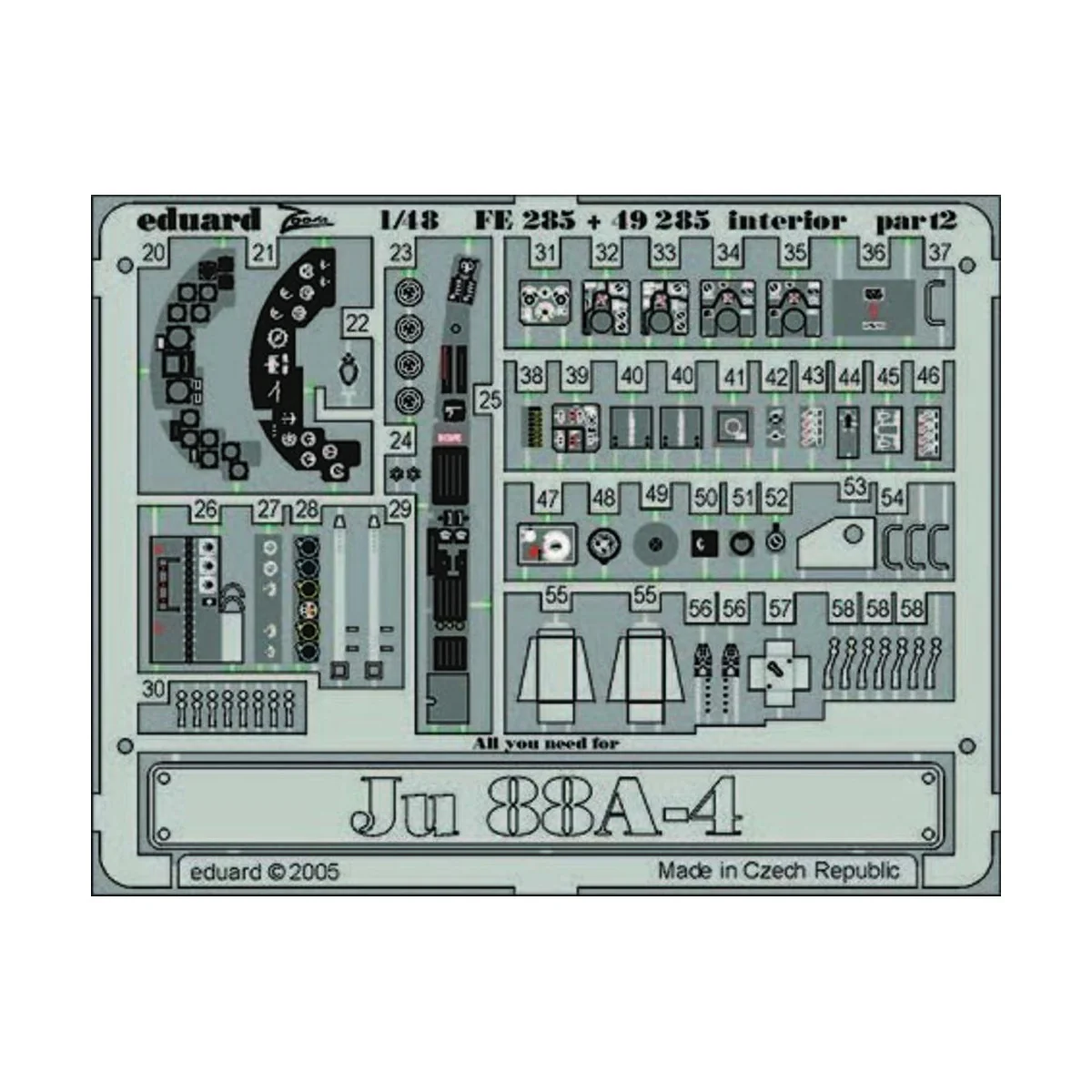 Ju 88A-4 interior, 1/48 - Eduard Accessories FE285