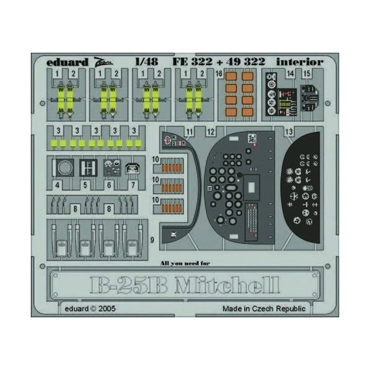 B-25B Mitchell interior für Accurate Miniatures Bausatz, 1/48 - Edu...