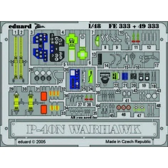 P-40N Warhawk, 1/48 - Eduard Accessories FE333 P-40N Warhawk, 1/48 - Eduard Accessories FE333