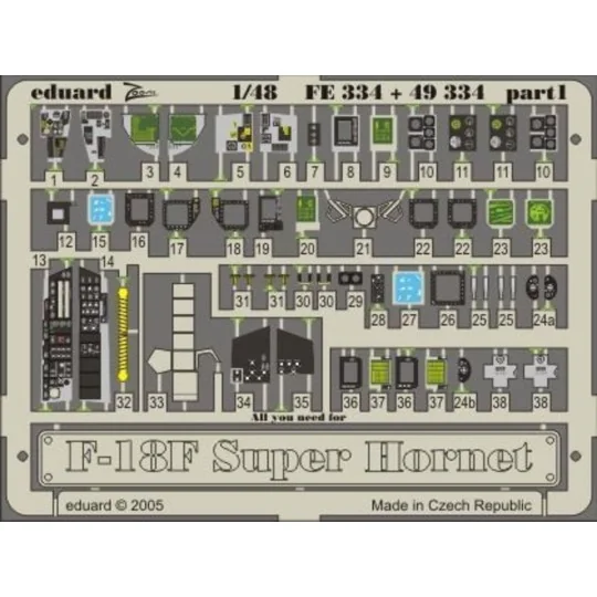 McDonnell Douglas F-18 F Super Hornet, 1/48 - Eduard Accessories FE334 McDonnell Douglas F-18 F Super Hornet, 1/48 - Eduard Accessories FE334