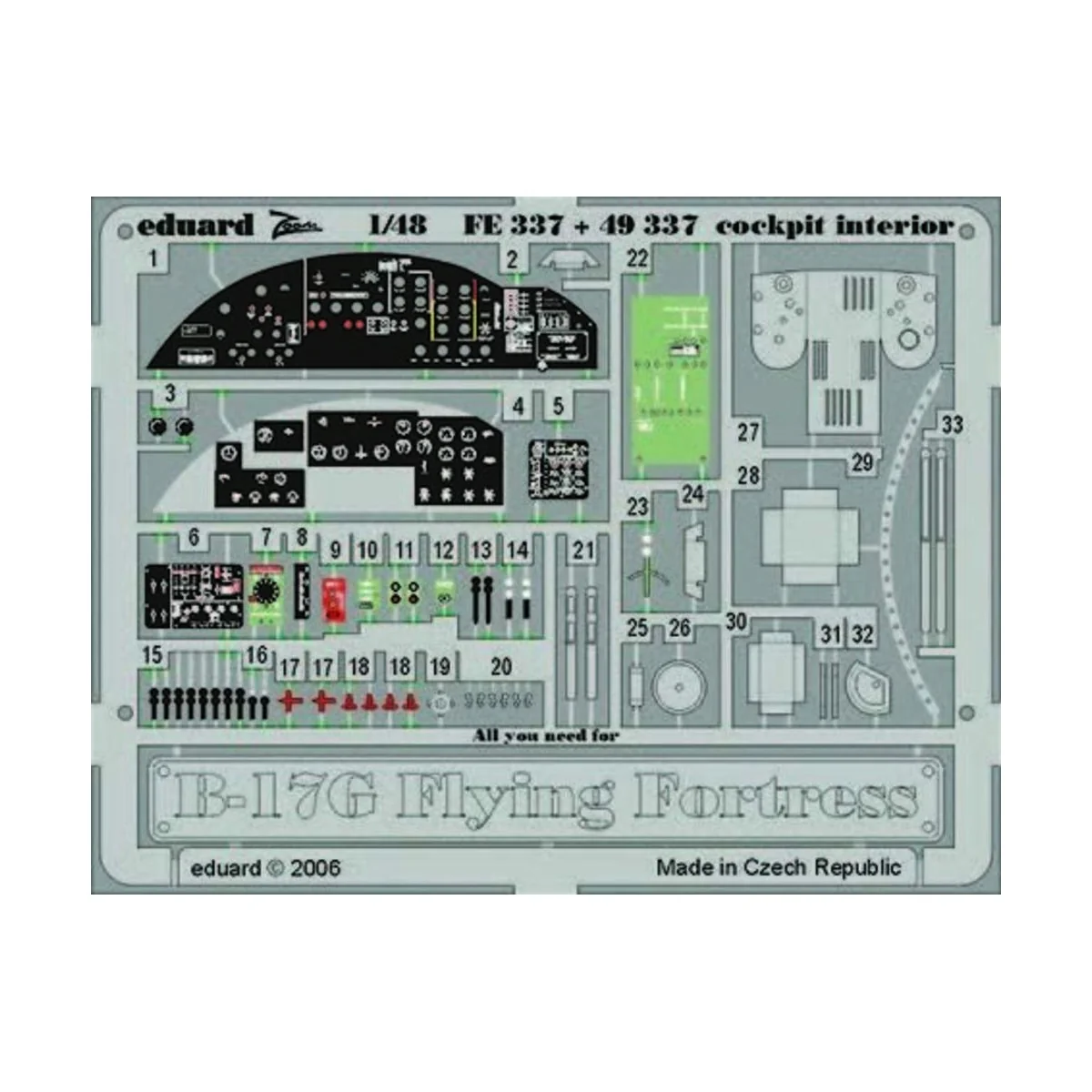 B-17G Flying Fortress cockpit interior, 1/48 - Eduard Accessories F...